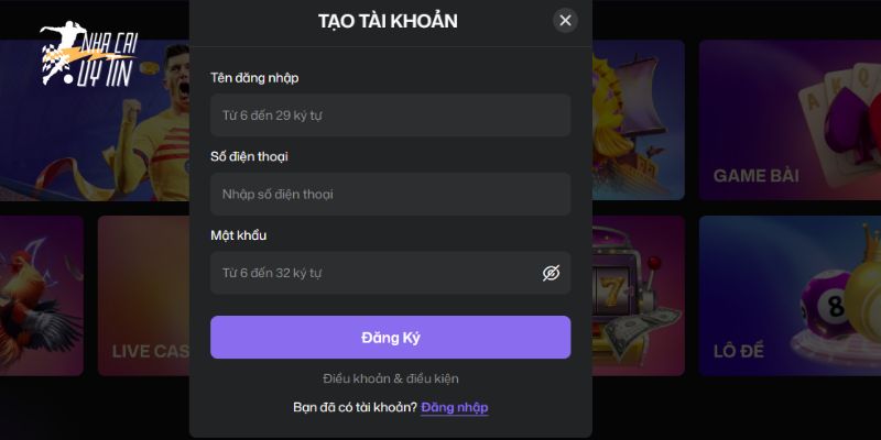 RIK88 2 Các bước đăng ký tài khoản tại rik88